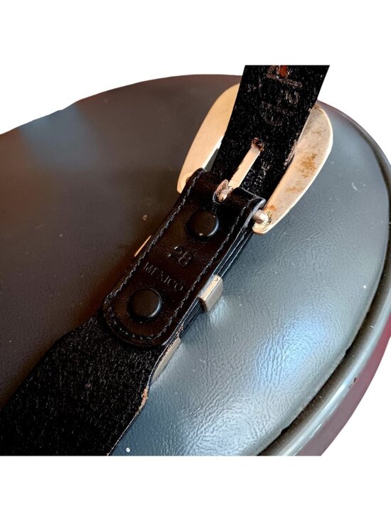 Vintage Cowgirl Belt 28 Heart Concho  Stitched Black Leather Made In Mexico 80s
